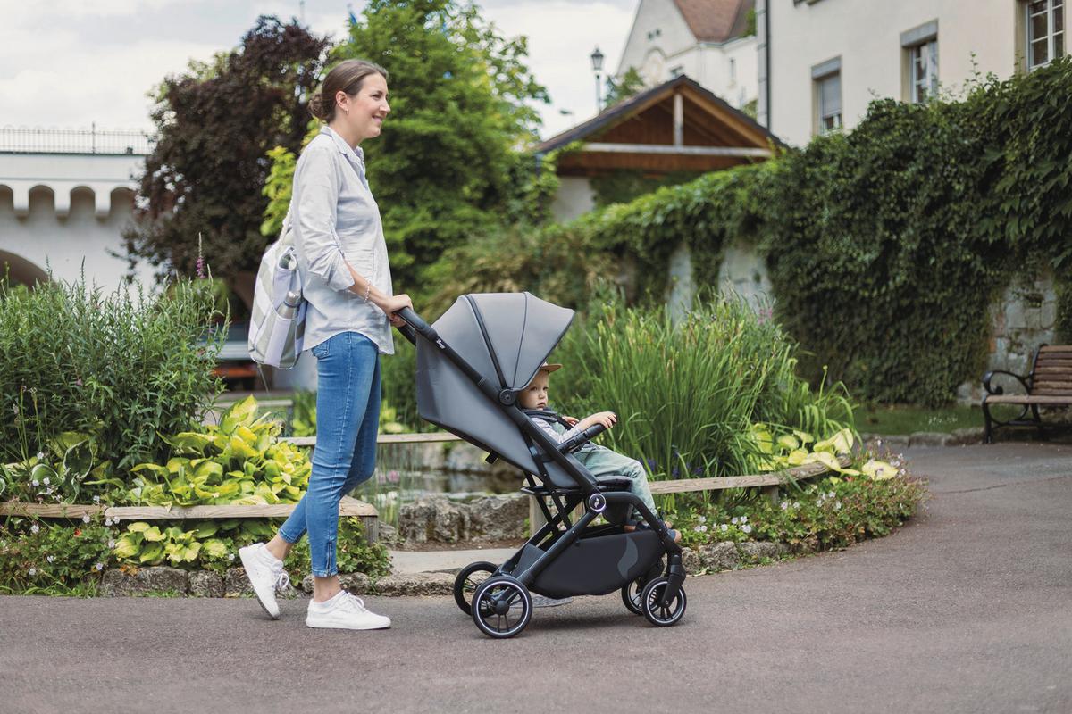 Buggy Boogy 2 Stone Grau, B/H/T: 51x105x84,5 - Dunkelgrau/Schwarz, Basics, Textil/Metall (51/105/84,5cm) - Osann