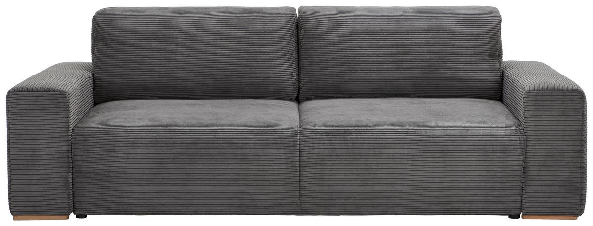 Schlafsofa Vouge Grau Bettkasten, B: 255 Cm - Buchefarben/Schwarz, KONVENTIONELL, Textil (255/86/123cm) - Livetastic