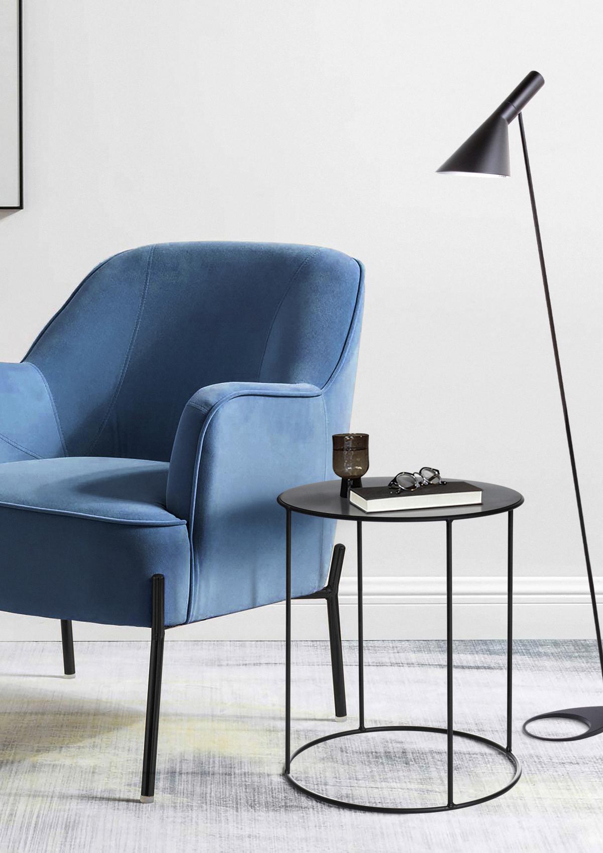 Couchtisch Rund Stahl, Schwarz - Schwarz, LIFESTYLE, Metall (38/50cm) - MID.YOU