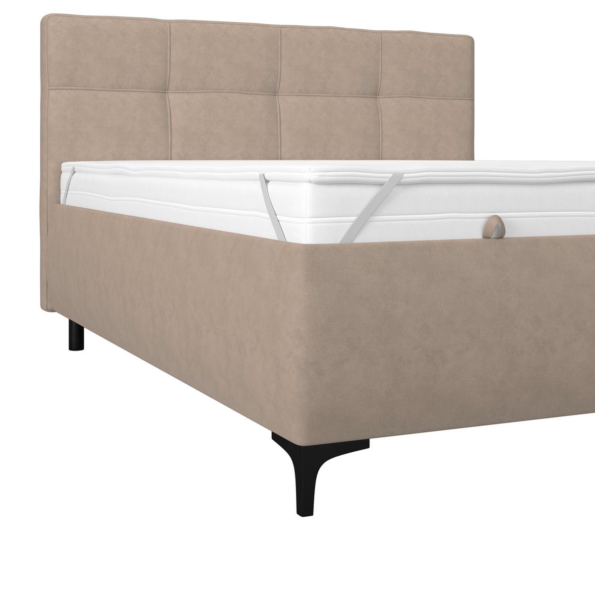 Polsterbett Zeni 140 - Sandfarben/Schwarz, KONVENTIONELL, Holz/Textil (140/200cm)