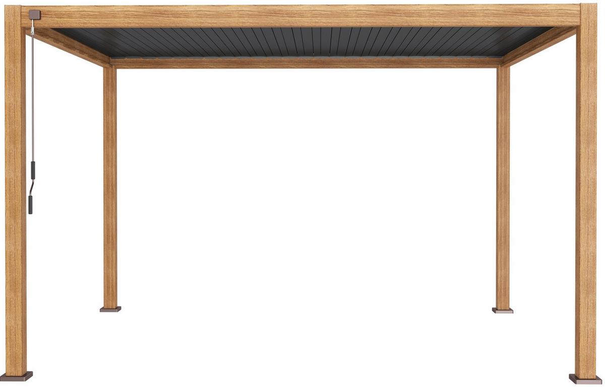 PERGOLA DELUXE 400X300CM HOLZOPTIK - Anthrazit/Braun, MODERN, Metall (400/250/300cm) - Gardenson