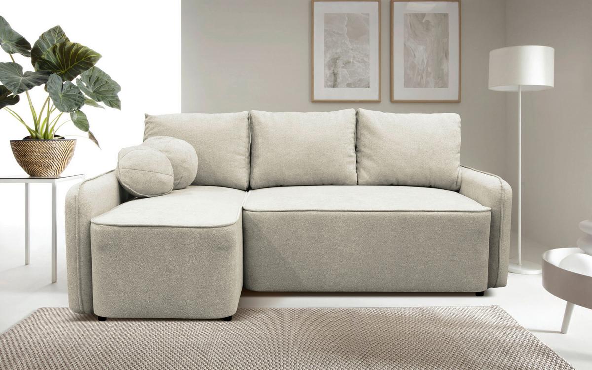 Ecksofa Fancy Creme 143x209 cm - Creme/Schwarz, Design, Textil (143/209cm) - MID.YOU