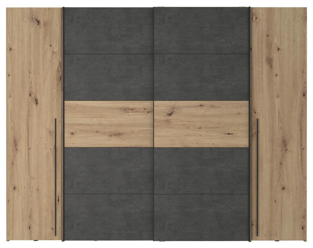 Drehtürenschrank 270cm Narago, Eichefarben/Dunkelgrau - Eichefarben/Dunkelgrau, MODERN, Holzwerkstoff/Kunststoff (270/210/61cm) - MID.YOU