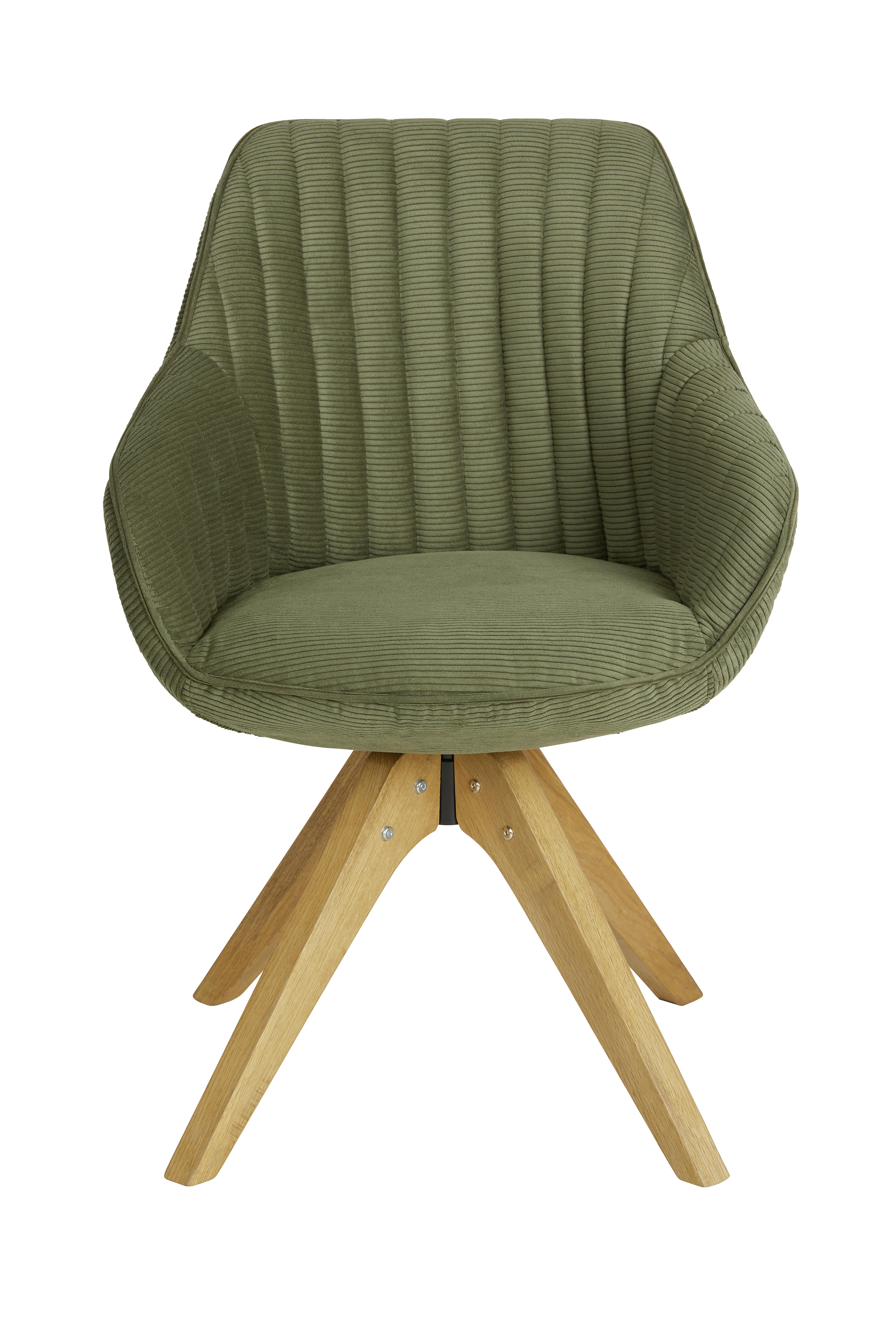 Židle S Područkami Chill -Bp- - přírodní barvy/olivově zelená, Moderní, dřevo/textil (60/83/65cm) - Premium Living