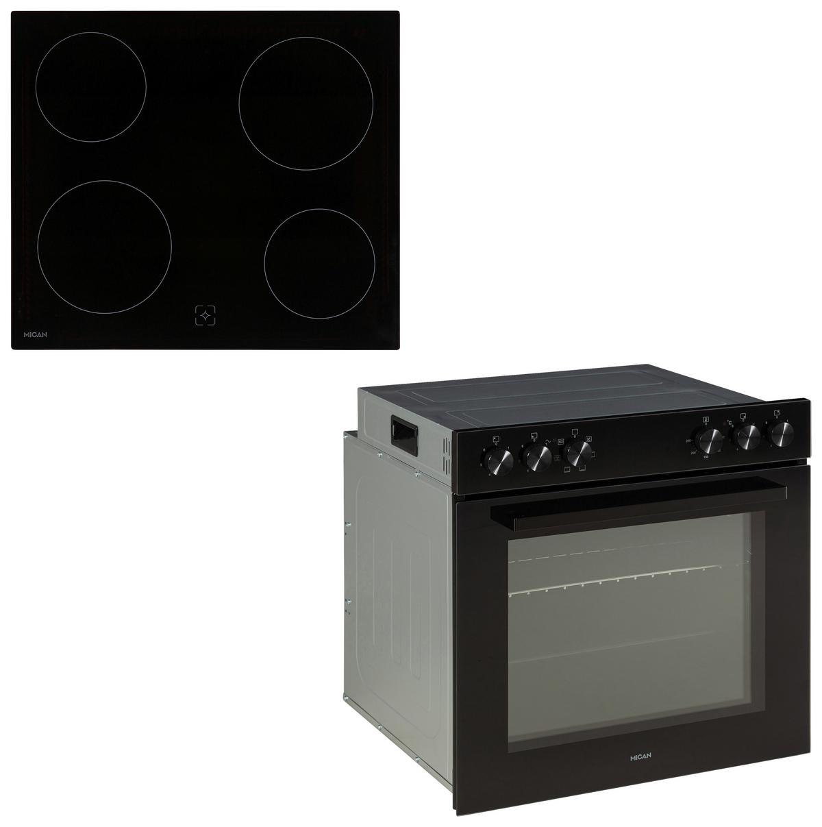 Herdset Hsu73s - Schwarz, Basics, Glas/Metall (60/60,5/31,5cm) - Mican