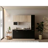 KÜCHENBLOCK Ingrid, Schwarz B: 180 cm - Eichefarben/Schwarz, Design, Holzwerkstoff (180cm) - Respekta