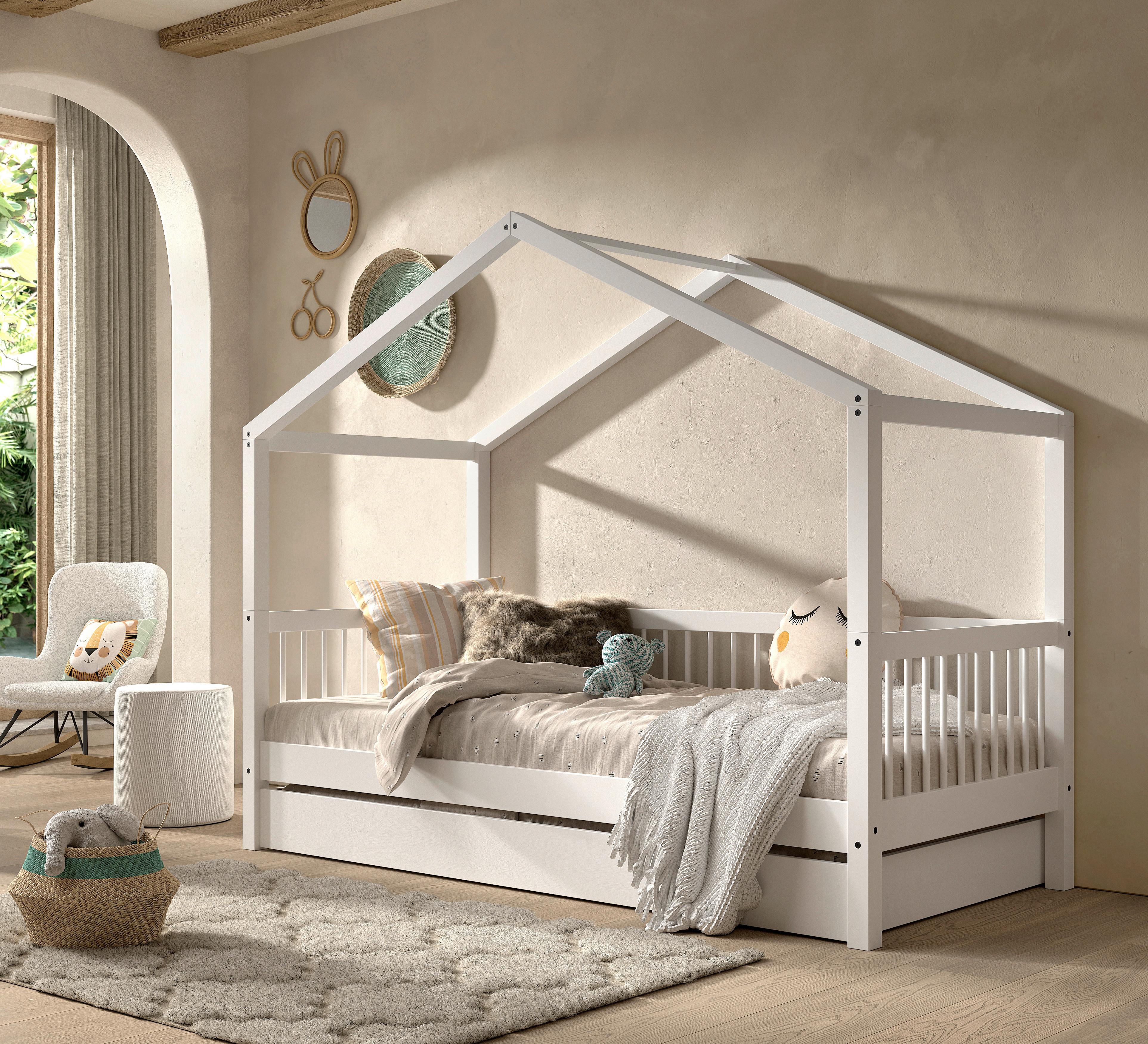 Hausbett Forrest - Weiß/Naturfarben, MODERN, Holz (90/200cm) - MID.YOU