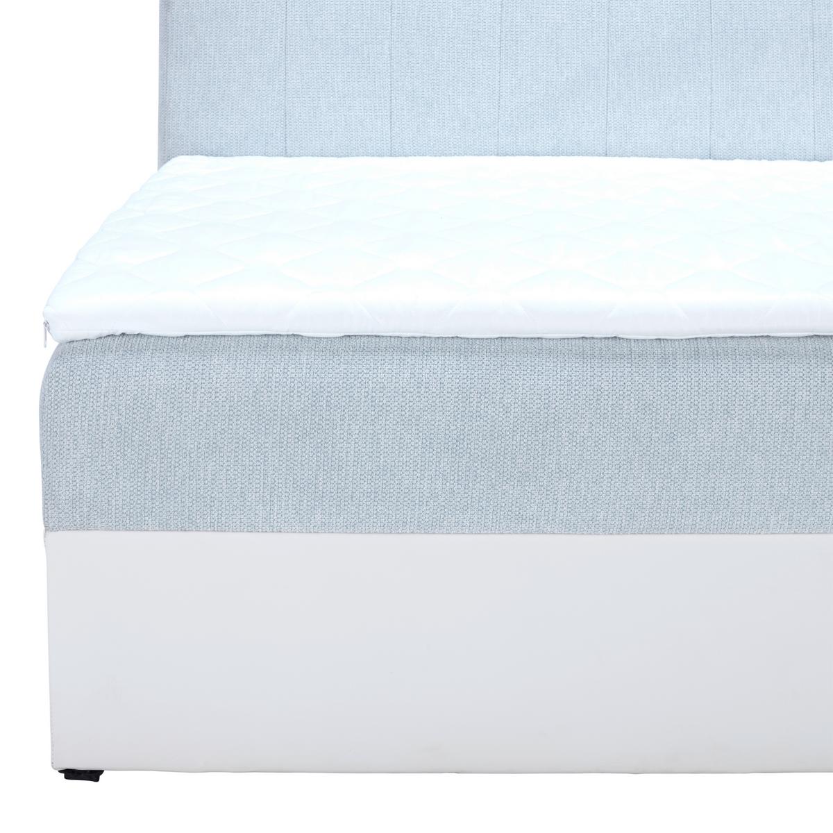 Polsterbett Mit Bettkasten 100x200cm Junior Gold Hellblau - Schwarz/Weiß, MODERN, Leder/Textil (100/200cm) - Ondega