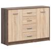 Kommode Nepo Plus Chest Of Drawers - Eichefarben/Schwarz, Design, Holzwerkstoff (118,5/84/34cm)