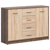 Kommode Nepo Plus Chest Of Drawers - Eichefarben/Schwarz, Design, Holzwerkstoff (118,5/84/34cm)