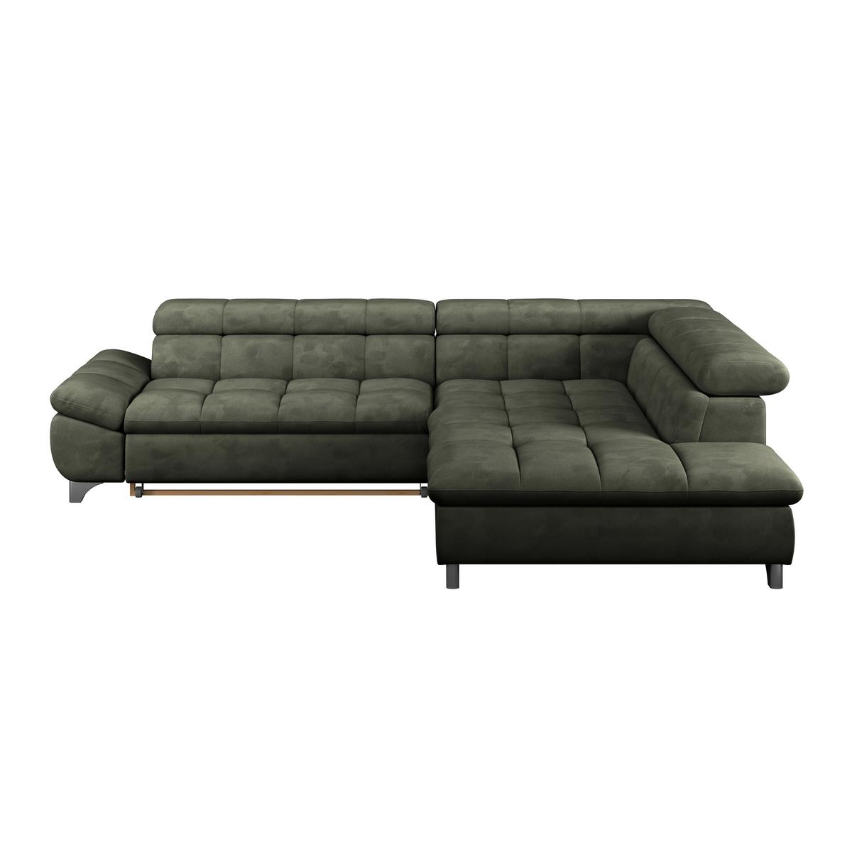 Ecksofa Gemini Waldgrün, B: 312cm - Chromfarben/Dunkelgrün, KONVENTIONELL, Textil (312/234cm)