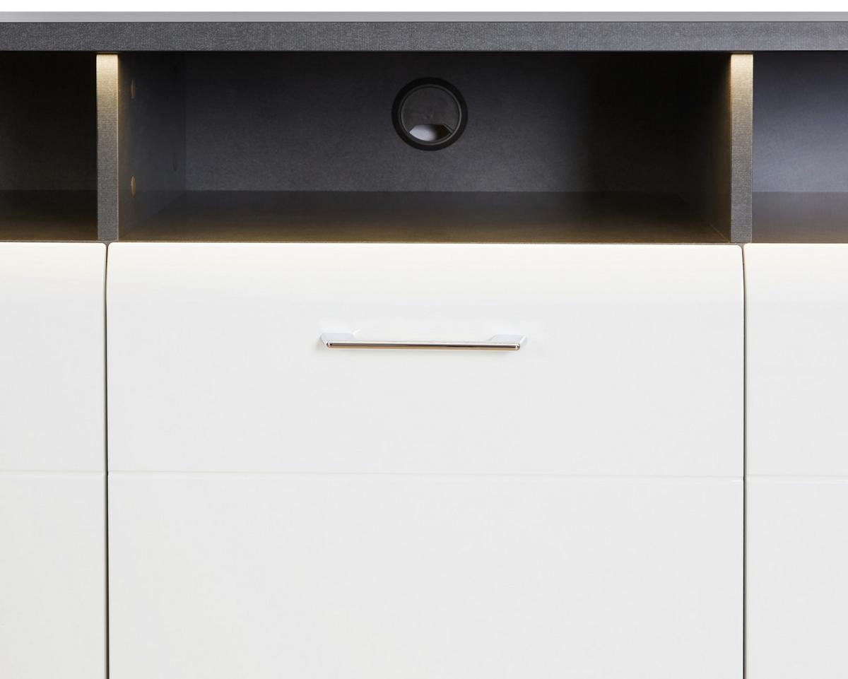 Tv-element Alassio B: 156,3 Cm Weiß/graphitfarben - Schwarz/Graphitfarben, MODERN, Holzwerkstoff (156,3/62/40,5cm) - Luca Bessoni