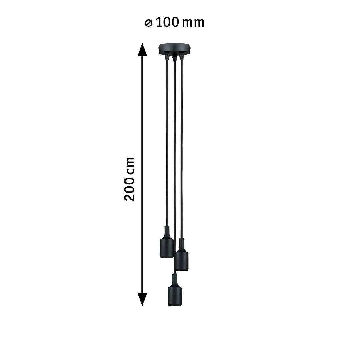 Hängeleuchte Rail H: ca. 200 cm 3-Flammig - Schwarz, Design, Kunststoff/Metall (10,0/200,0cm) - Paulmann