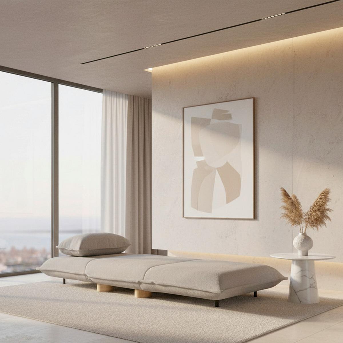 Rozkládací křeslo BELLA, béžová, max. 120 kg - přírodní barvy/béžová, Moderní, kov/dřevo (85/76/84cm) - Bessagi Home