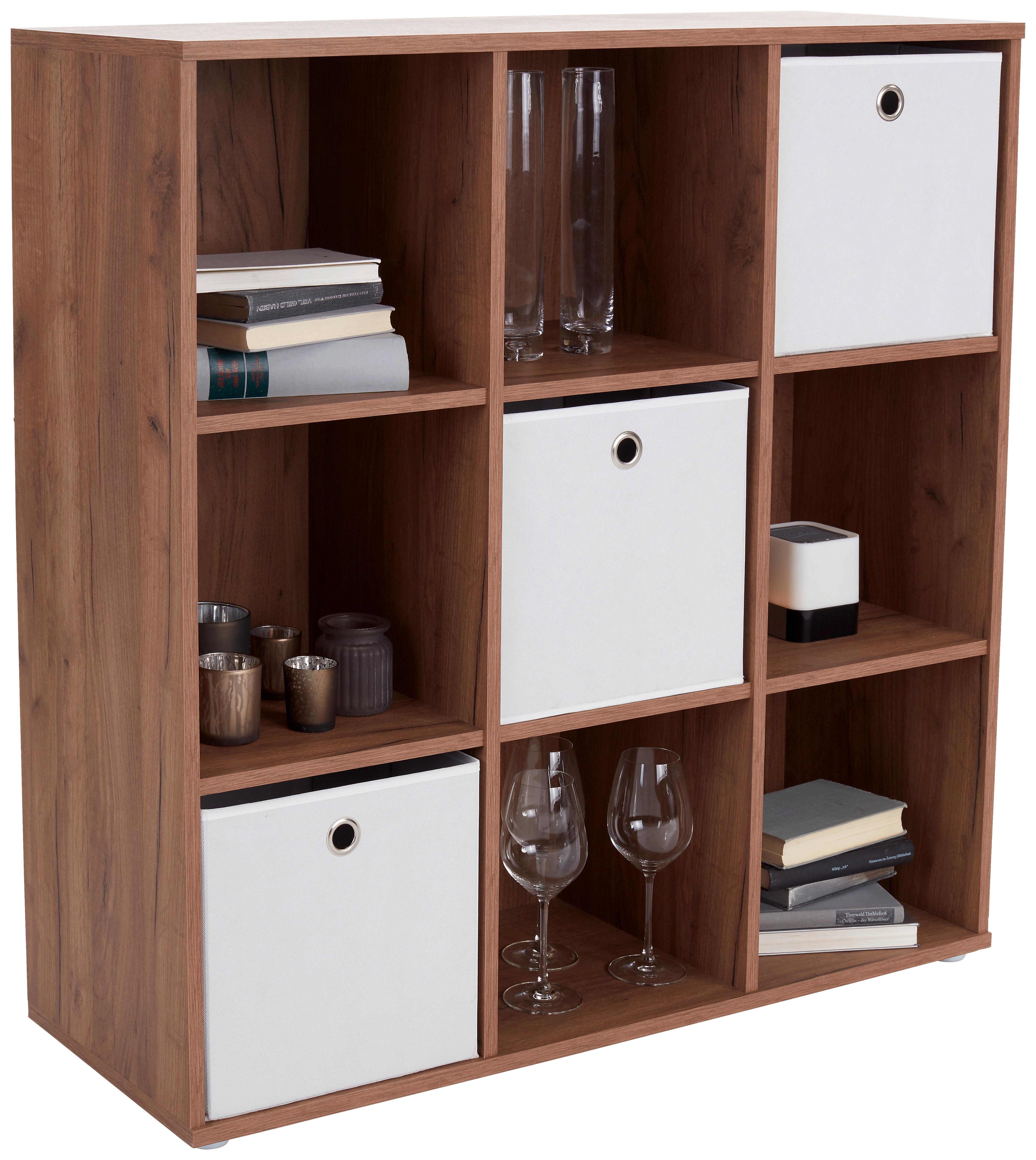 Regal Carlo CLR02 B 105,5cm, Eiche Dekor - Eichefarben/Grau, MODERN, Holzwerkstoff (105,5/107,3/35,5cm)