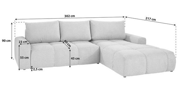 Ecksofa mit Schlaffunktion + Bettkasten Atlantic Grau - Schwarz/Grau, Design, Textil (305/214cm) - Luca Bessoni