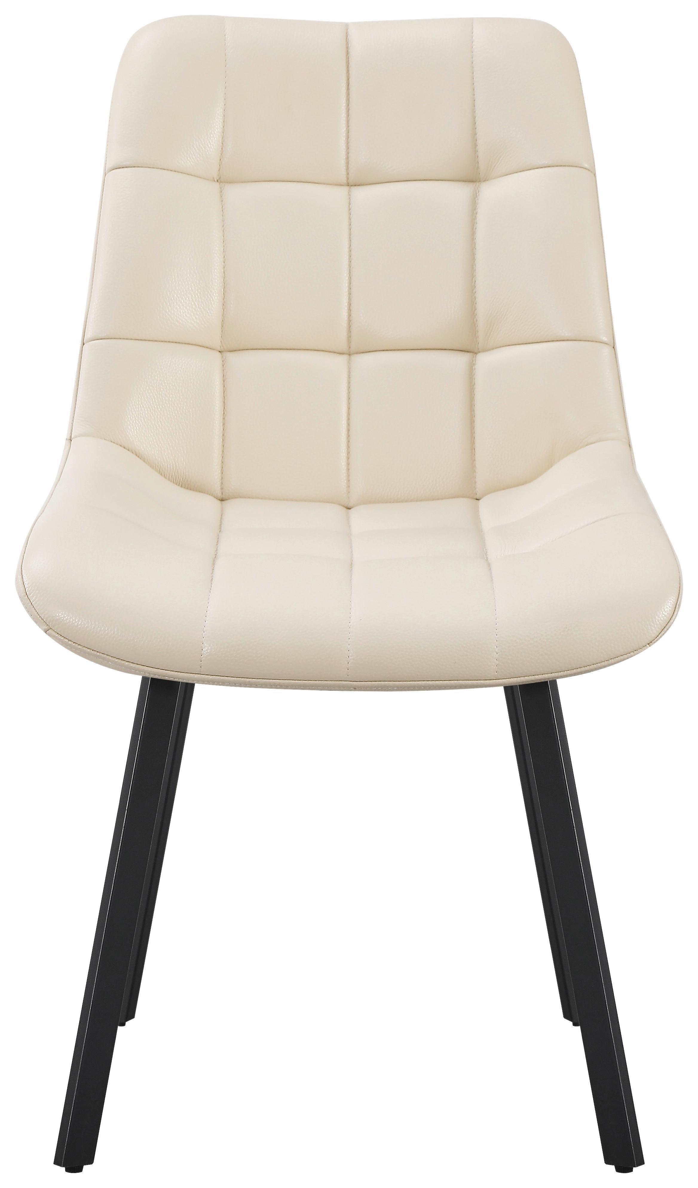 Vierfußstuhl Neva Beige B: 51 cm - Beige/Schwarz, MODERN, Leder/Metall (51/88/62cm) - Livetastic