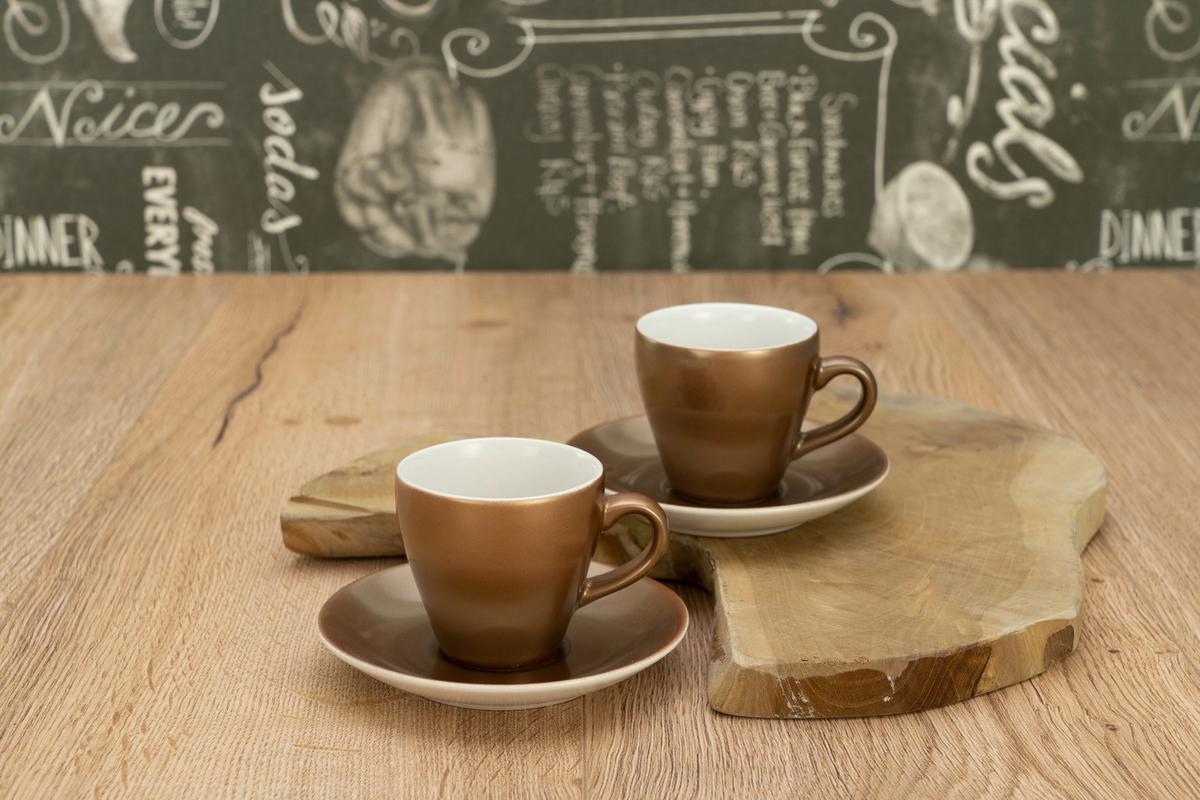 Sada šálků 4- dílná , bílá/zlatá - bílá/barvy zlata, Basics, keramika - Creatable