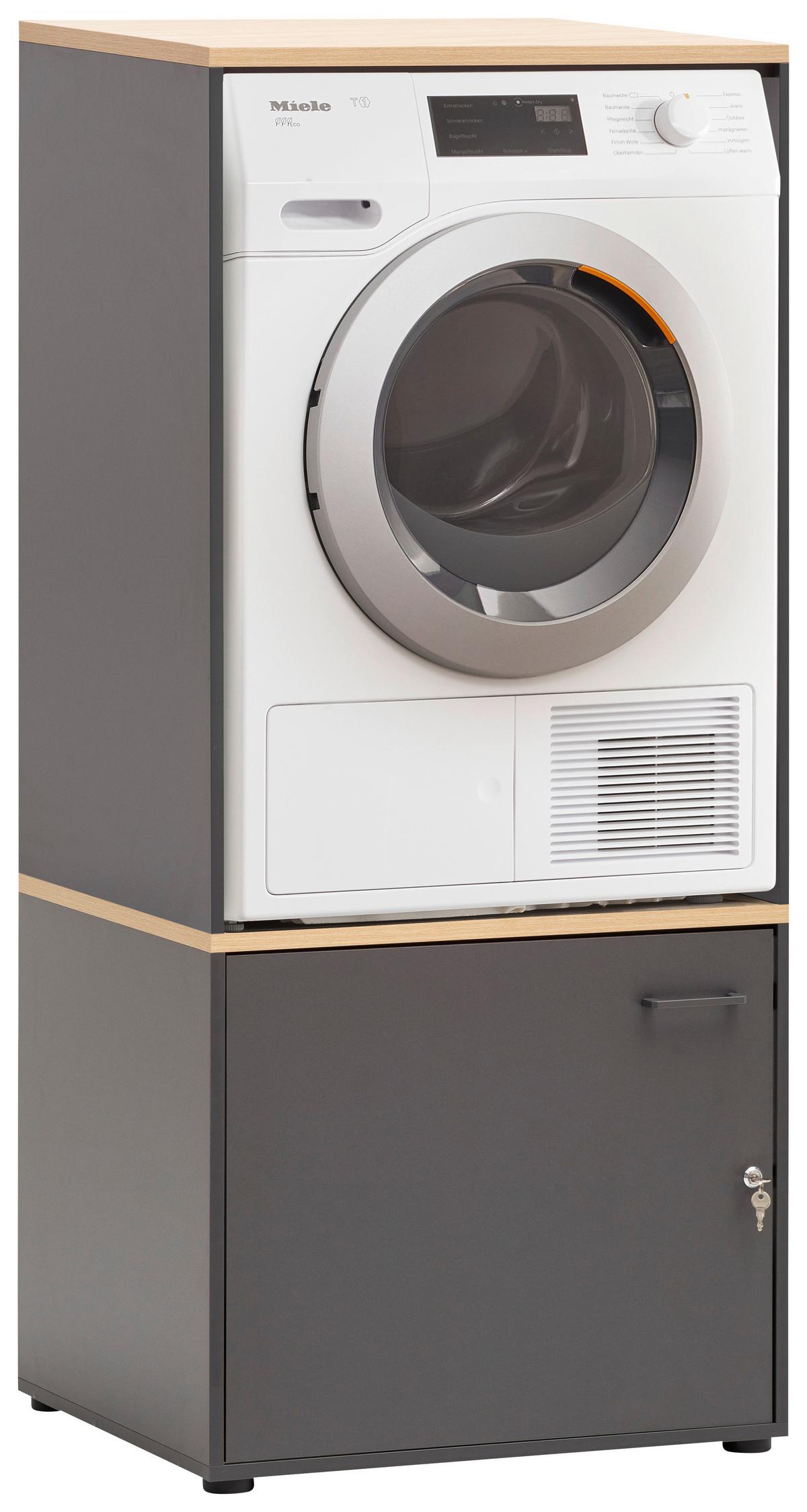 Waschmaschinenschrank Antharzit/Eichefarben B:67,1cm - Eichefarben/Anthrazit, MODERN, Holzwerkstoff (67,1/154,7/60cm) - MID.YOU