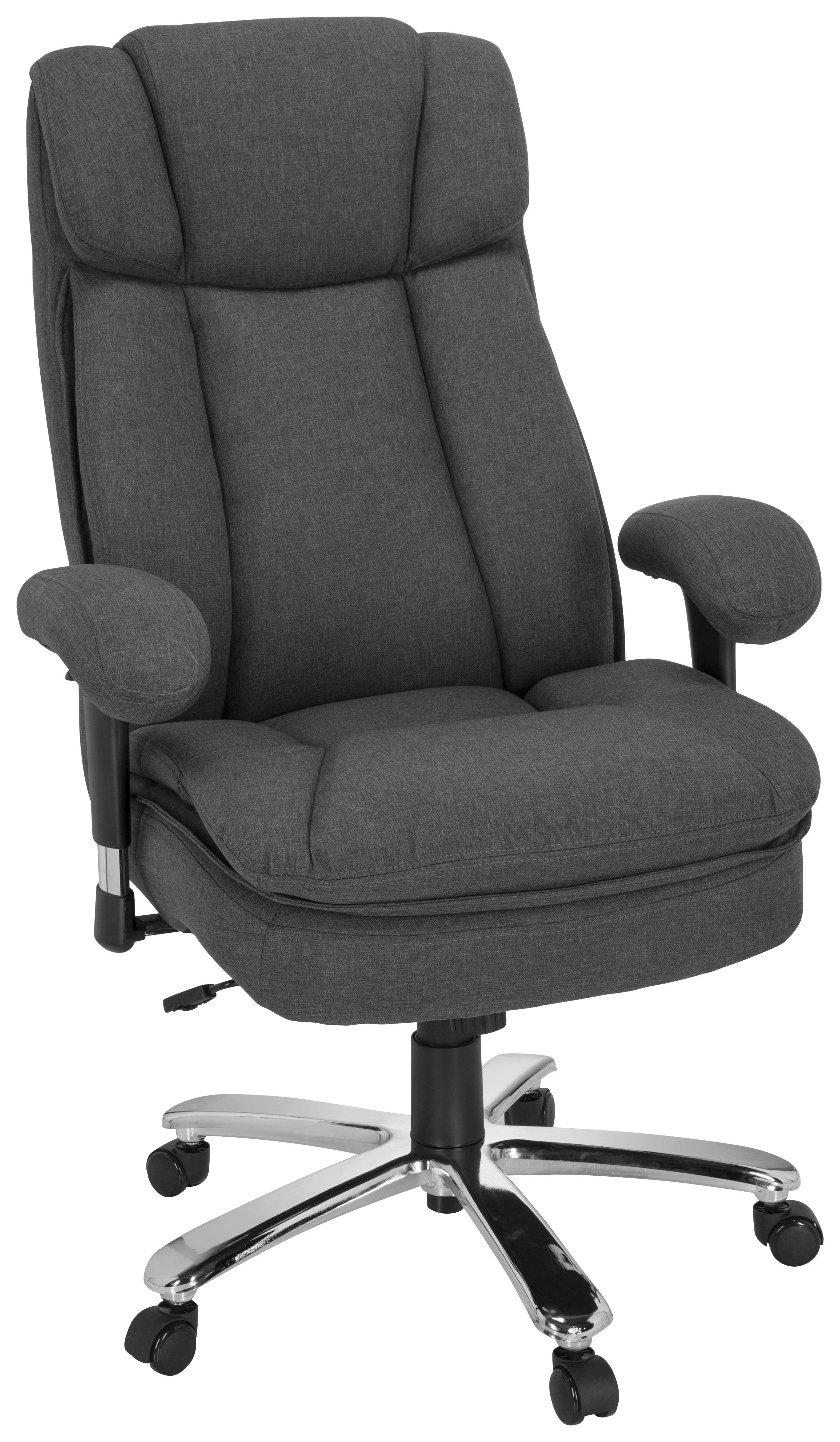 Chefsessel Builder XXL I Dunkelgrau - Dunkelgrau/Silberfarben, MODERN, Kunststoff/Textil (76/123/81cm) - MID.YOU