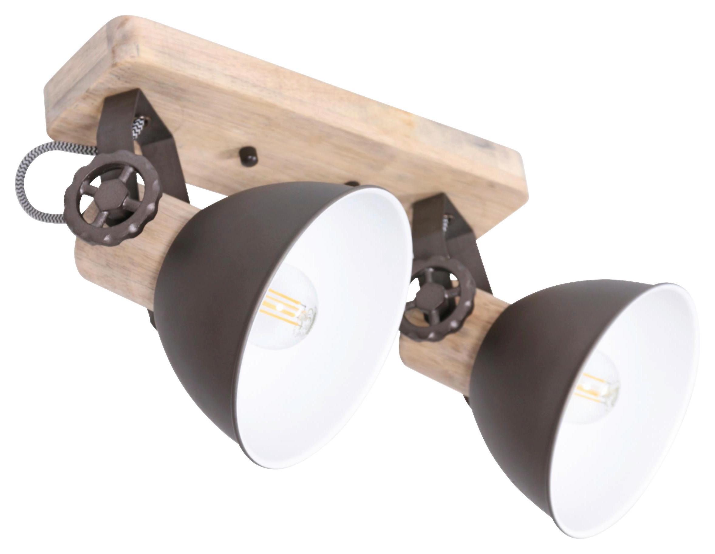 Deckenspots Gearwood - Anthrazit, Trend, Holz/Metall (32/19/17cm)