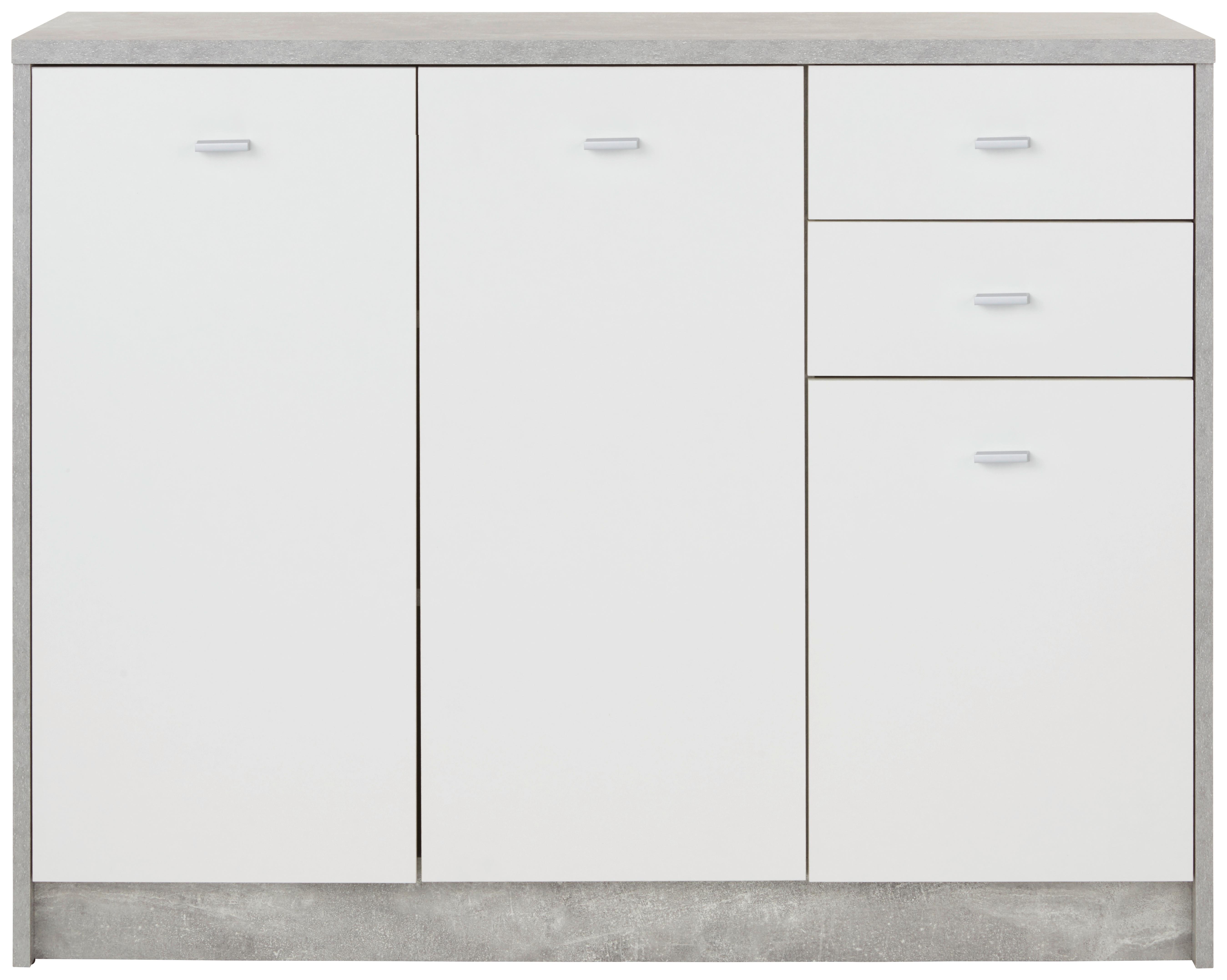 Kommode B 109,1cm 4-You New, Beton Optik/Weiß - Schwarz/Weiß, MODERN, Holzwerkstoff (109,1/85,4/34,6cm)
