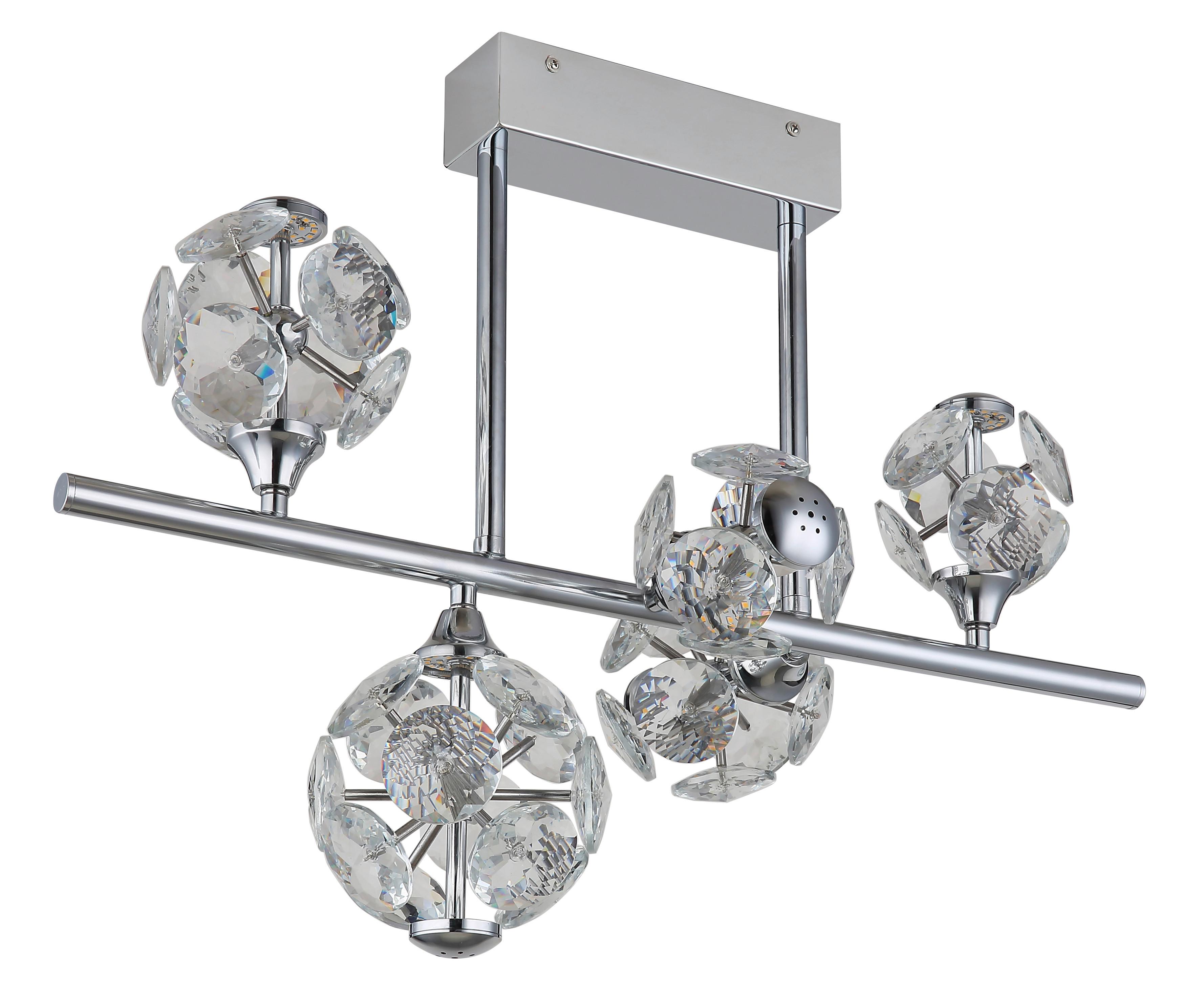 LED-Deckenleuchte Virina Klar Chromfarben L: 61 cm - Klar/Chromfarben, KONVENTIONELL, Glas/Metall (61/30/46cm) - Globo