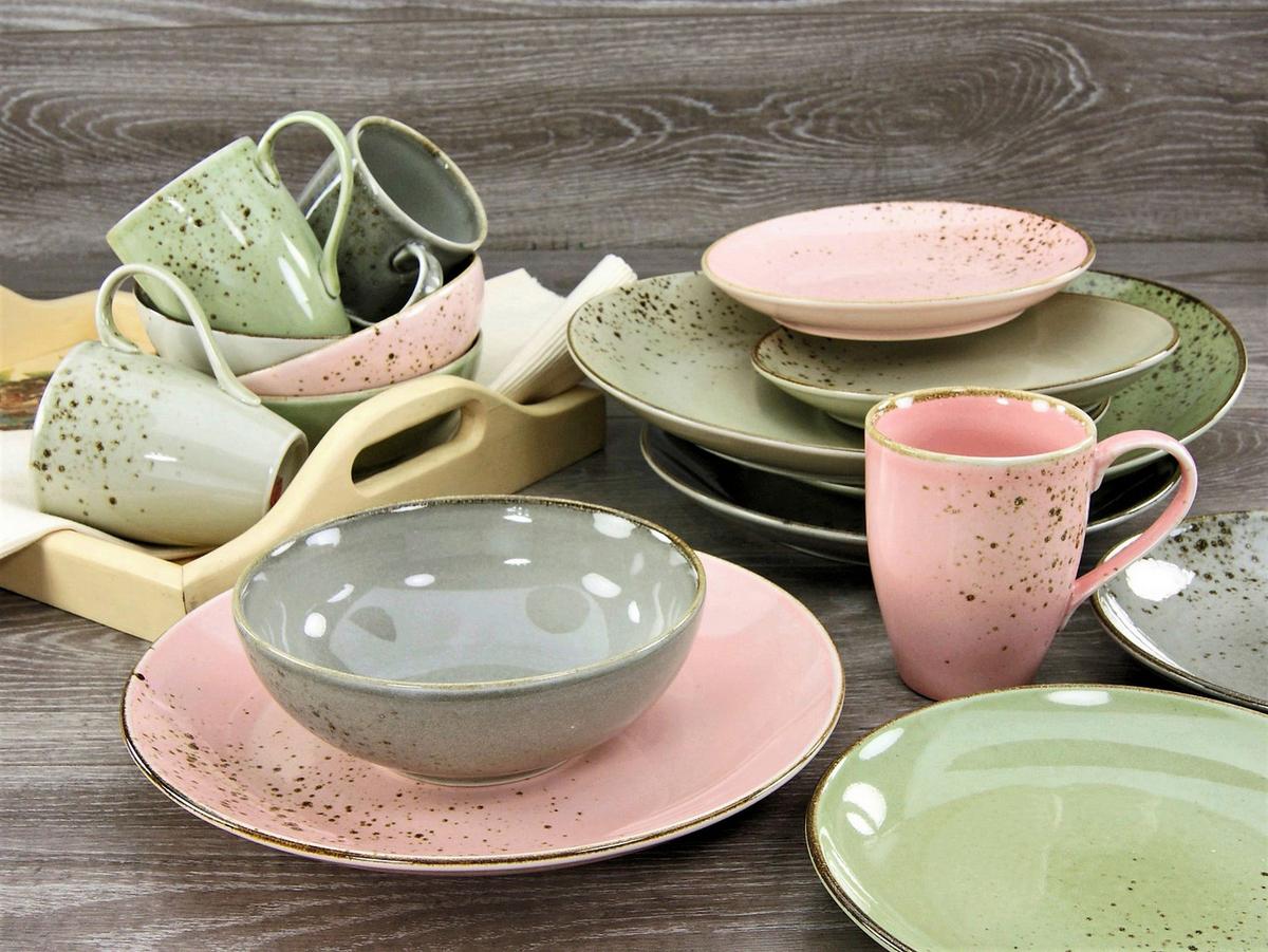 Kombiservice Keramik 4 Personen Geschirr Set - Blau/Multicolor, Trend, Keramik (34/31,5/33cm) - Creatable