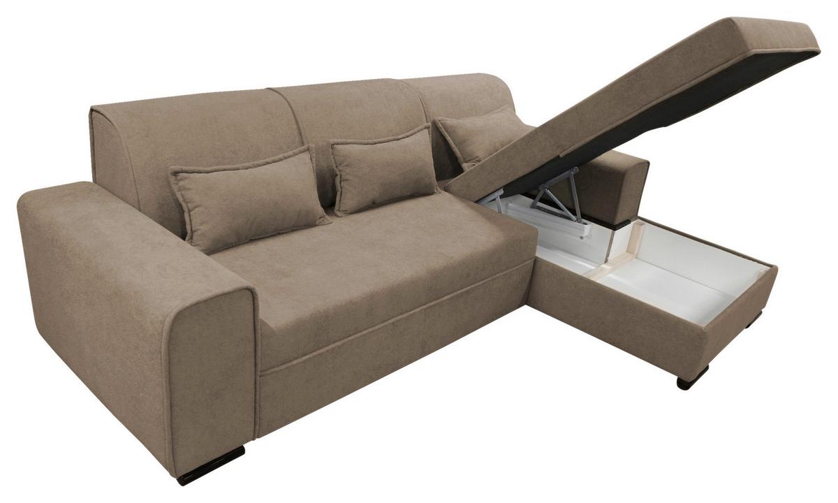 Ecksofa Classic Taupe 270x175 Cm - Taupe/Schwarz, Design, Textil (270/175cm) - MID.YOU