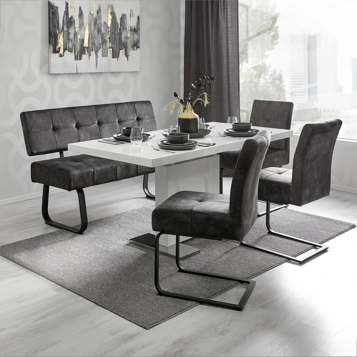 SEDACÍ LAVICE LUISE - antracitová, Moderní, kov/textil (140/90,5/64cm) - Mömax