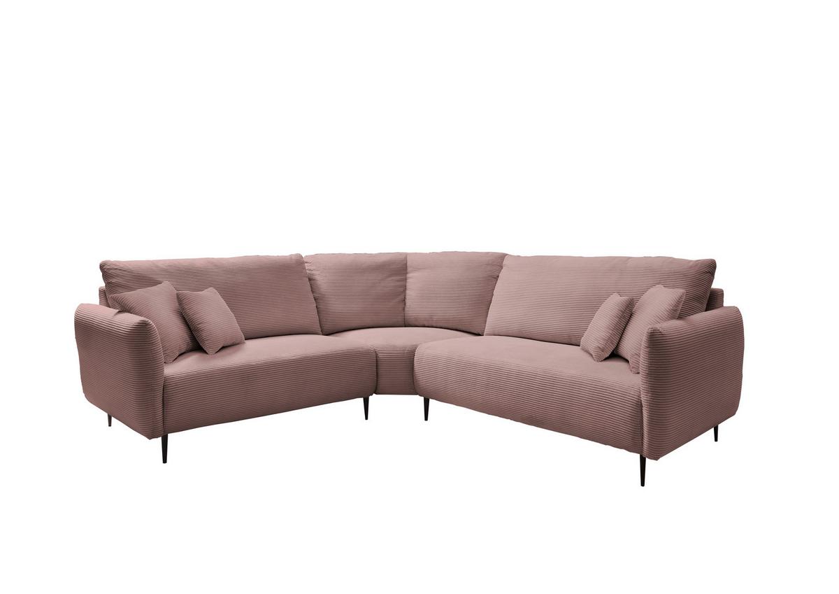Ecksofa Vanilla Rosa S: 256x256 Cm - Schwarz/Rosa, Design, Textil (256/256cm) - Livetastic