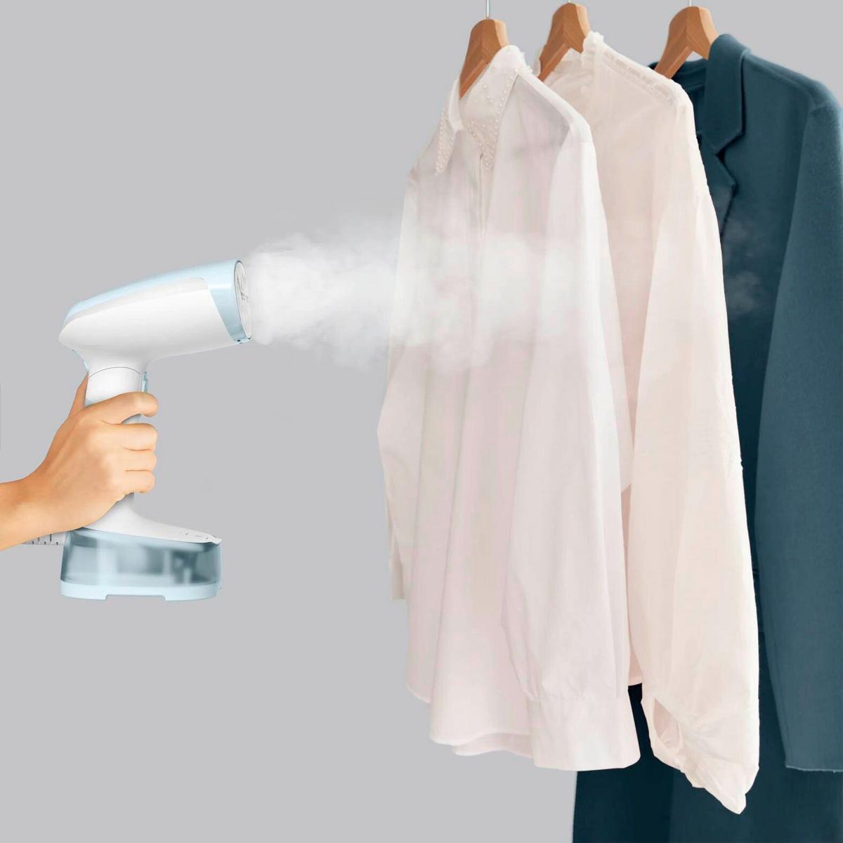 Dampfbürste Pastellblau, Weiß, 1300W - Pastellblau/Weiß, Basics, Kunststoff (12,7/10,5/22cm) - Tefal