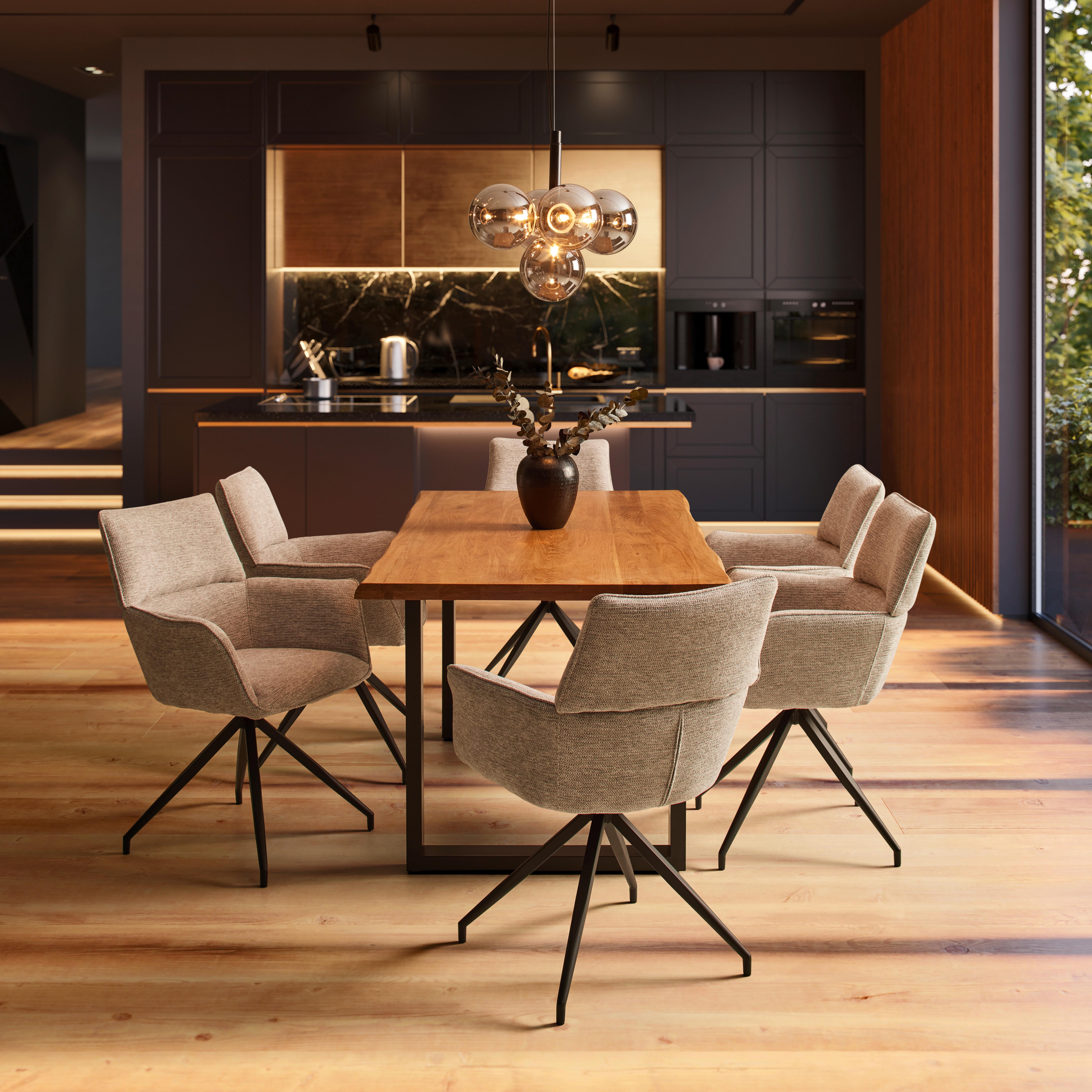 Jedálenský stôl LEN 160x90cm - čierna/farba duba, Modern, kov/drevo (160/90/76cm) - Bessagi Home