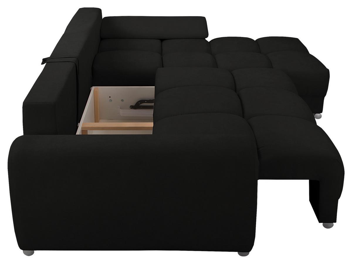 Ecksofa Azzuro Schwarz S: 256x175 cm - Silberfarben/Schwarz, Design, Textil (256/175cm) - Livetastic