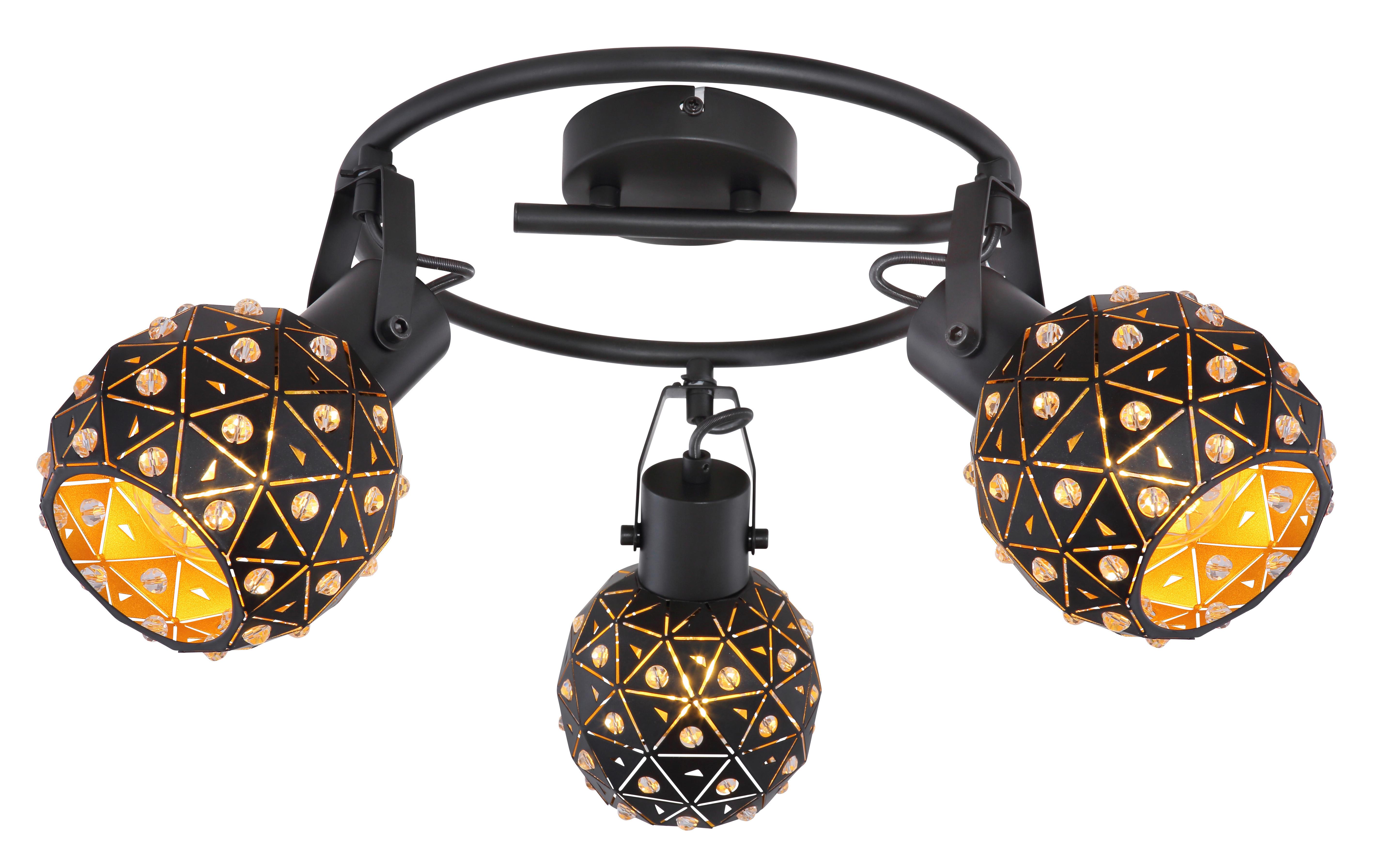 Strahler Jodie 3-Flammig verstellbar Ø 26 cm - Klar/Goldfarben, Basics, Glas/Metall (26/29cm) - Globo