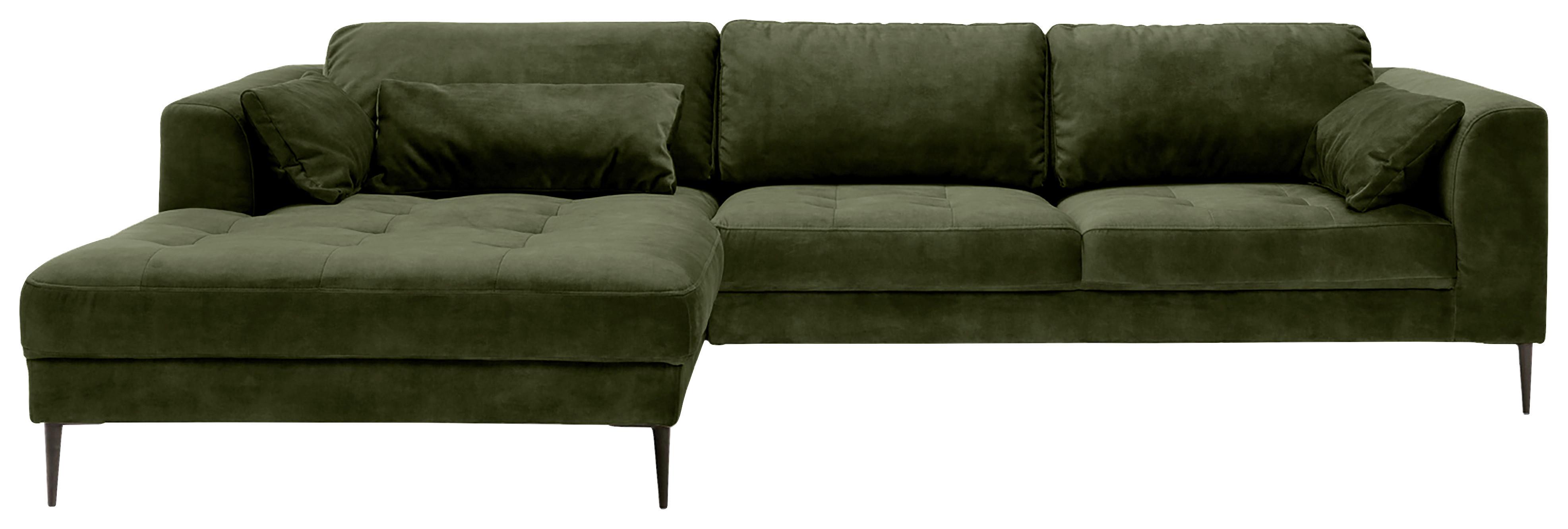 Ecksofa Luzi - Dunkelgrün/Schwarz, MODERN, Textil (168/280cm) - Trendmanufaktur