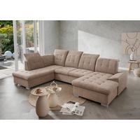 Wohnlandschaft Zira Hellbraun U: 212x330x169cm - Chromfarben/Hellbraun, MODERN, Textil (212/330/169cm) - Livetastic