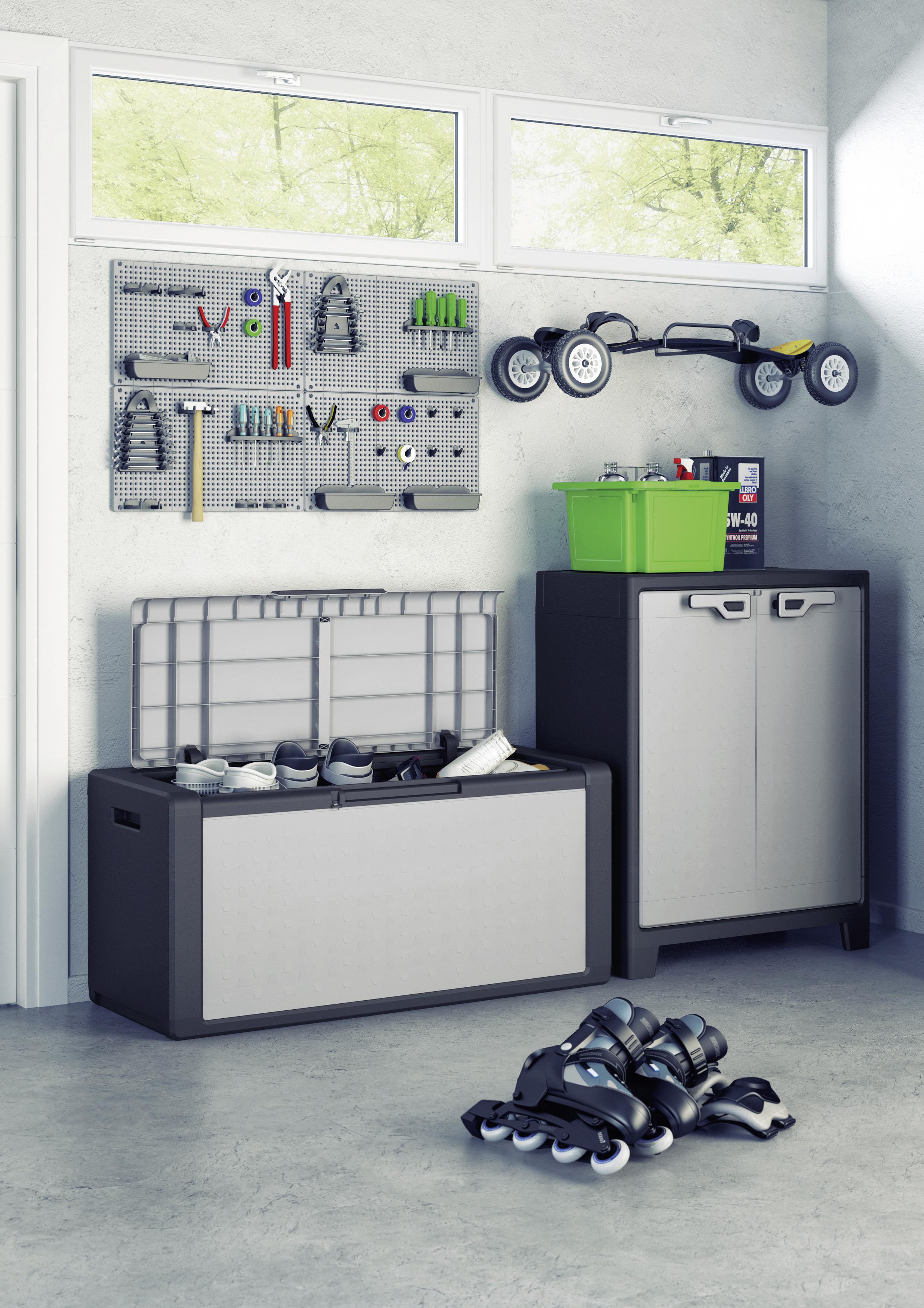 Kissenbox Wasserdicht Titan 118x55x49 Cm 300 L Grau - Schwarz/Grau, Basics, Kunststoff (118/55/49cm) - Keter