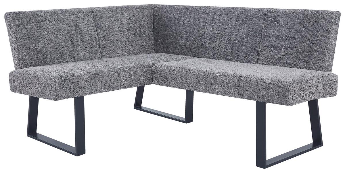 Eckbank Terri Leinenoptik Grau, S: 130x160cm - Schwarz/Grau, KONVENTIONELL, Textil/Metall (130/160cm) - MID.YOU