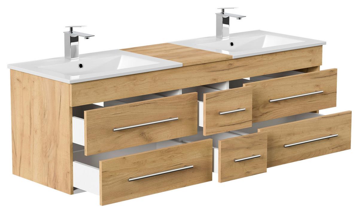 WASCHTISCHKOMBI Nero XL, Eichefarben B: 153 cm - Eichefarben/Weiß, Basics, Keramik/Holzwerkstoff (153cm) - MID.YOU