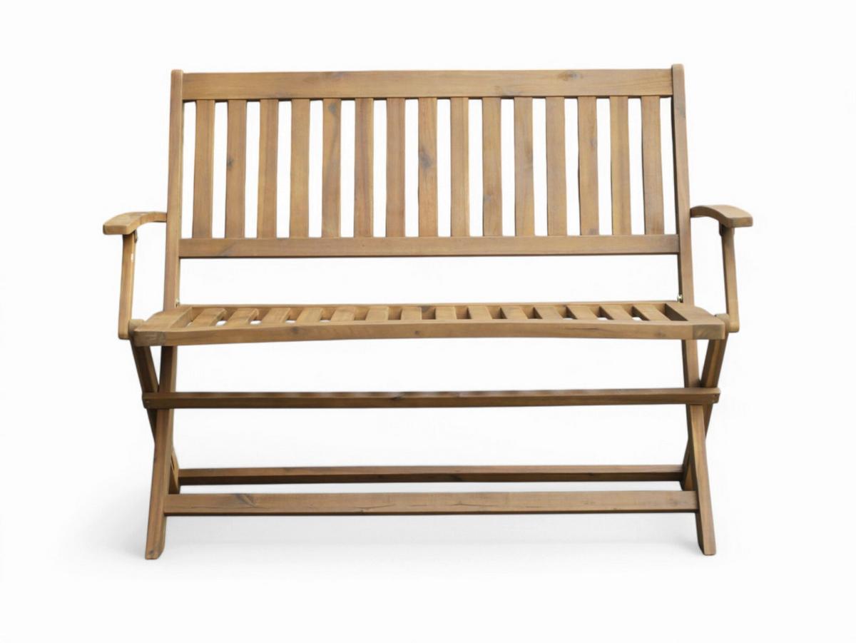 Gartenbank 2-Sitzer, Akazie faltbar, ca. 118x60x90 cm - Akaziefarben, Basics, Holz (118/60/90cm)