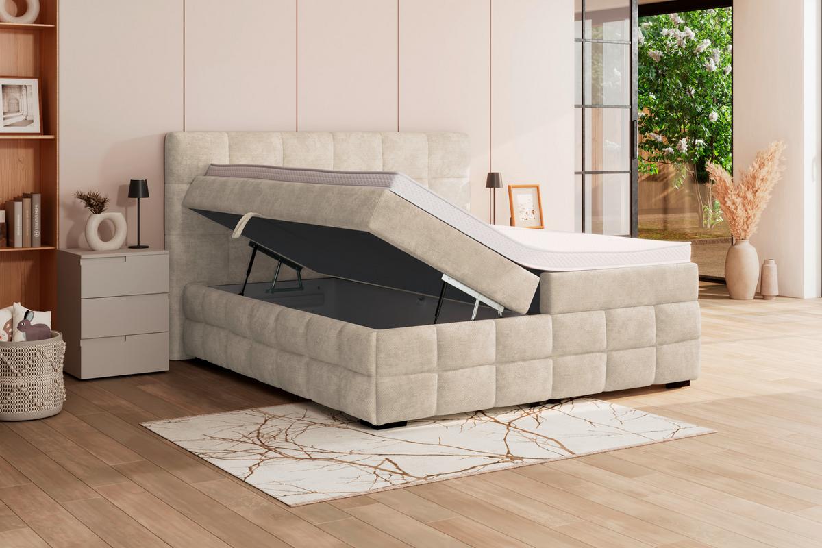 Čalouněná postel VEGA 180x200 cm, bílá - bílá/černá, Trend, dřevo/textil (180/200cm)