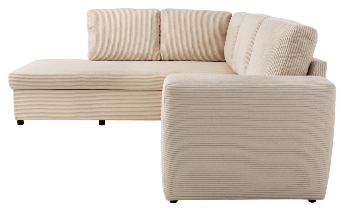 Ecksofa mit Schlaffunktion Toulouse perlmutt, 206x224cm - Perlmutt/Schwarz, Trend, Holz/Textil (206/224cm)
