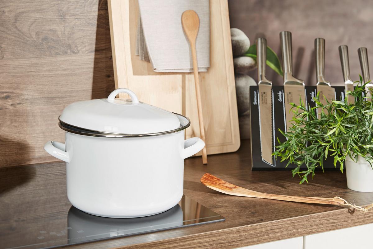 Kochtopf 6 Liter Edelstahl mit Deckel - Weiß, Basics, Metall (22/16cm) - Luca Bessoni