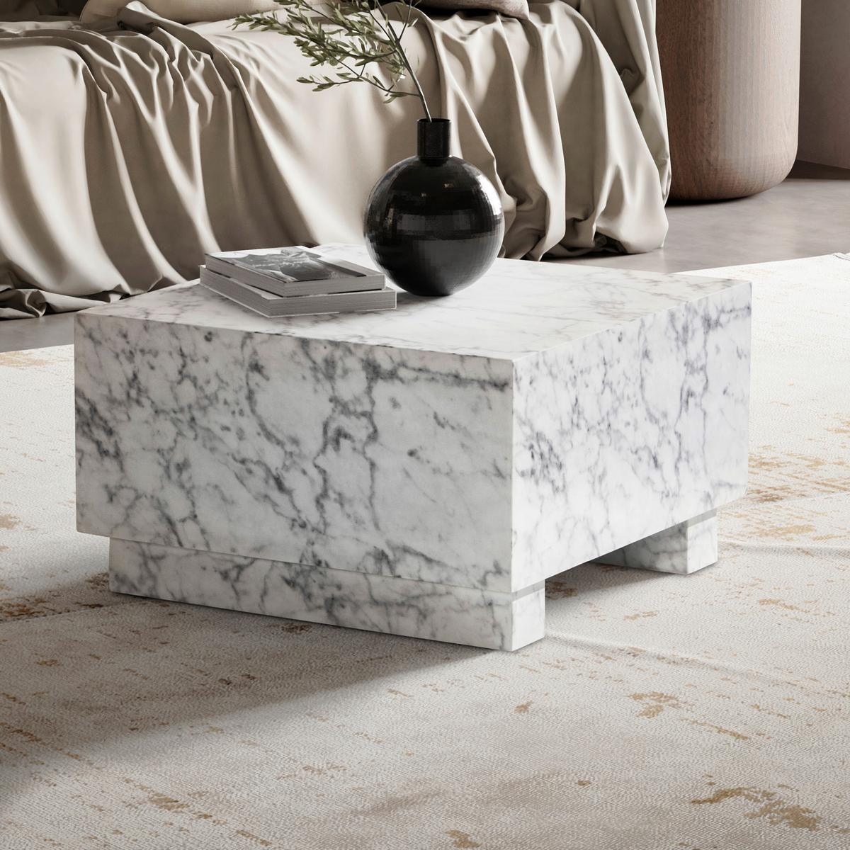Couchtisch Monobloc - Weiß Hochglanz/Weiß, LIFESTYLE, Holzwerkstoff (60/60/35cm) - Livetastic