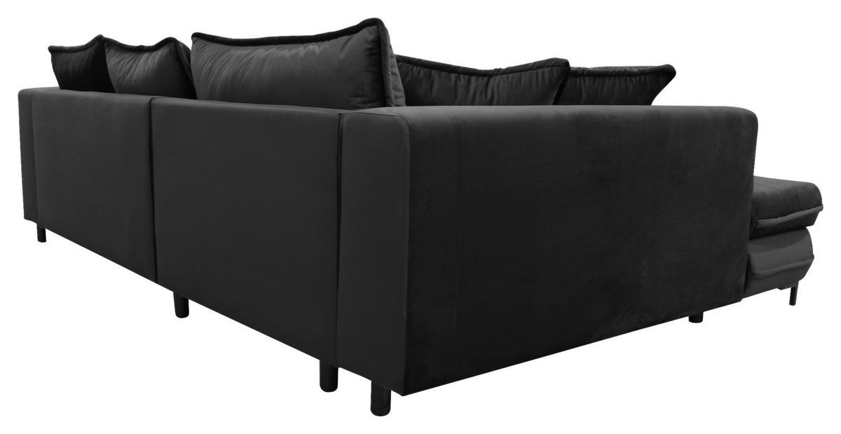 Ecksofa Mit Schlaffunktion Bello Mit Kissen Schwarz - Beige/Schwarz, Design, Textil (187/277cm) - Livetastic
