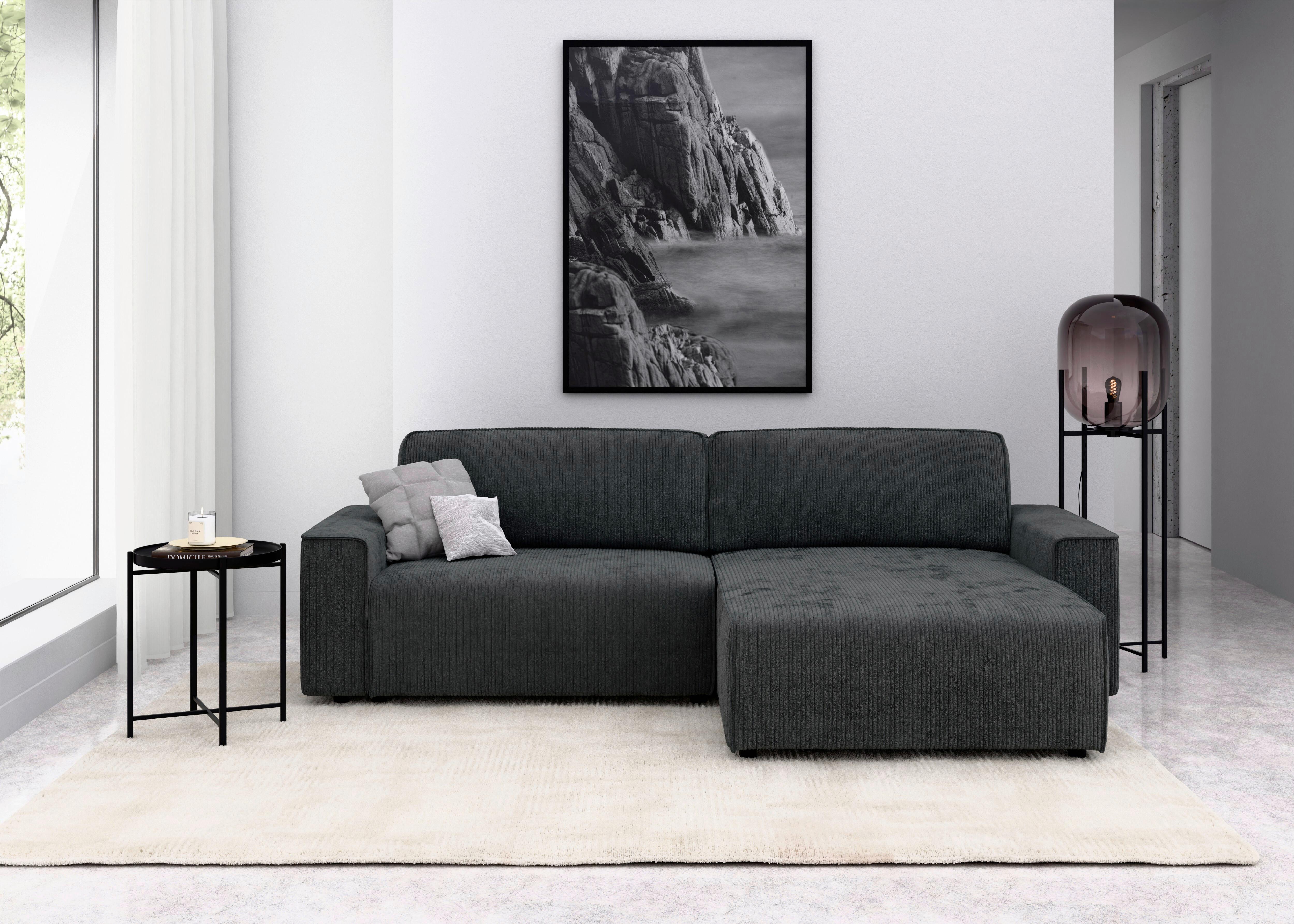 Ecksofa Chance Graphitfarben S: 165x164 cm - Schwarz/Graphitfarben, MODERN, Textil (265/164cm) - Trendmanufaktur