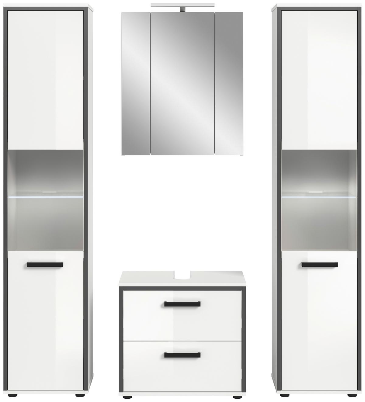 Badezimmer Kojak Schwarz/weiß K: 140 Cm - Weiß Hochglanz/Schwarz, MODERN, Holzwerkstoff (140cm) - MID.YOU