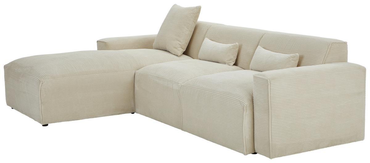 Ecksofa Pearl - Beige/Schwarz, Design, Textil (196/303cm) - Livetastic