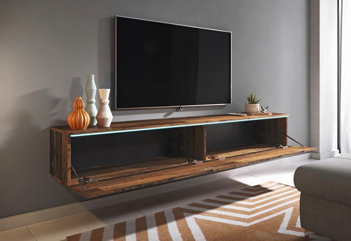 TV komoda dekor old Vintage - šedá/barva starého dubu, Lifestyle, kompozitní dřevo/plast (180/30/33cm) - P & B